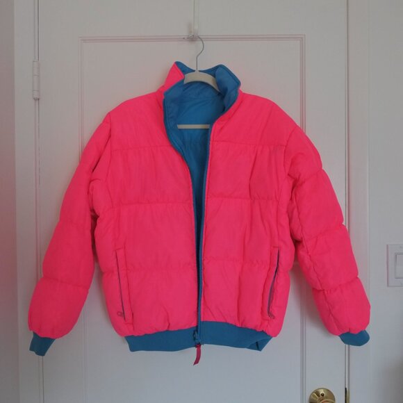 Vintage Columbia Blue & Pink Reversible Puffer Jacket – Size Small - Picture 3 of 3
